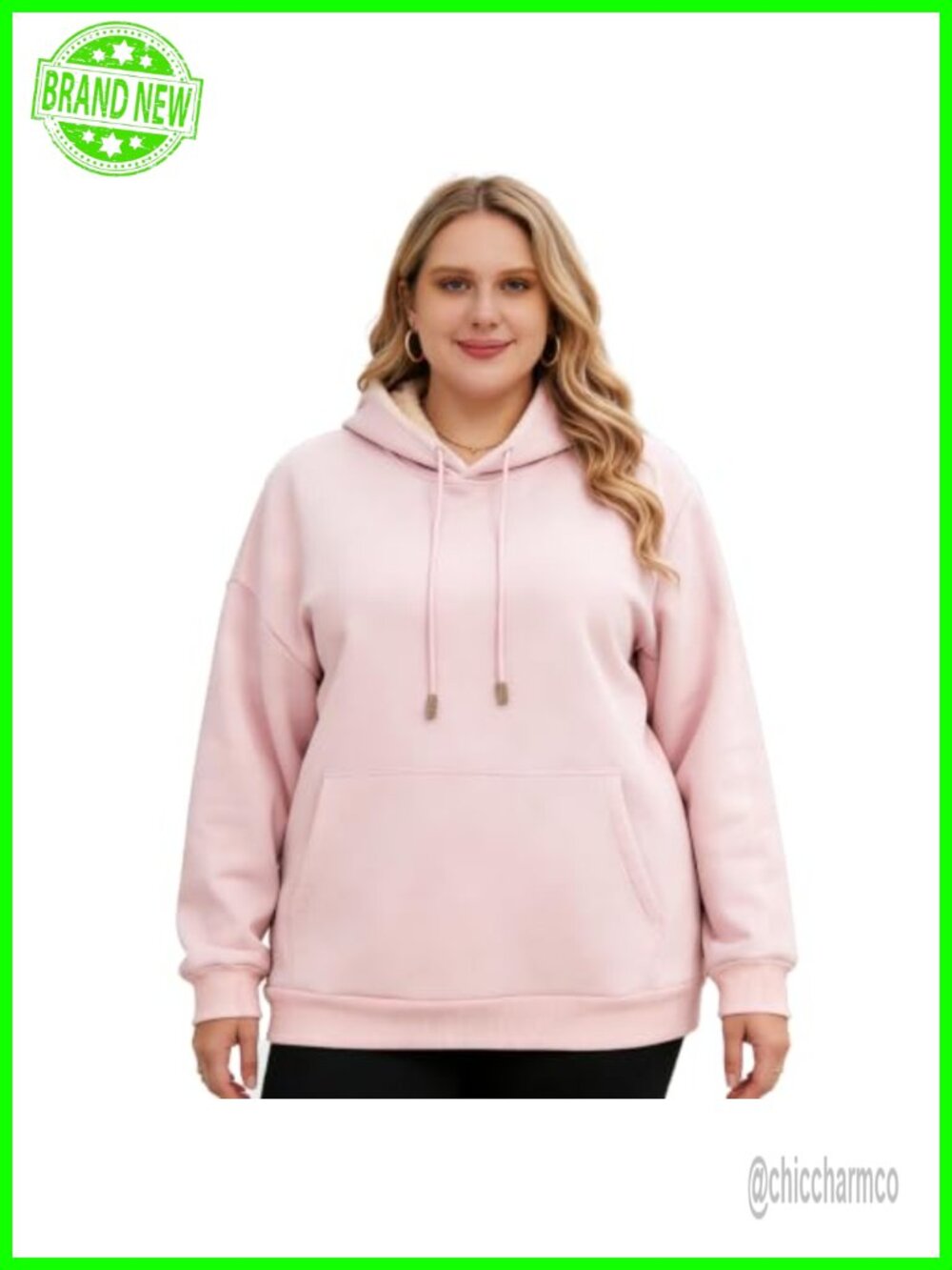 Plus Size Sherpa Lined Hoodie Warm Pullover Sweatshirt Kangaroo Pocket
